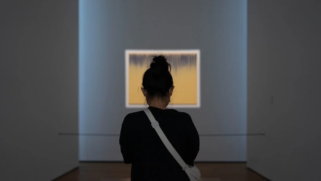 Um visitante observando Quadro em Branco na Arte Contemporânea: Quando o Vazio Diz Tudo